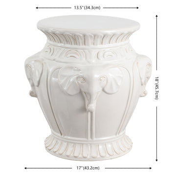 Anita 18" Classic Vintage Ceramic Indoor/Outdoor 4-Elephant Garden Stool